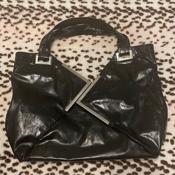 Kooba Y2K Early 2000's Vintage Rio Black Patent Leather Shoulder Bag - Picture 1 of 14